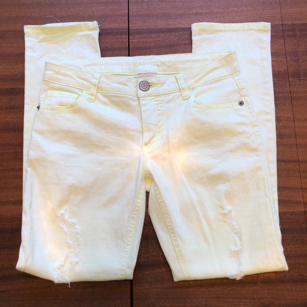 Mossimo Yellow Distressed Skinny Jeans
